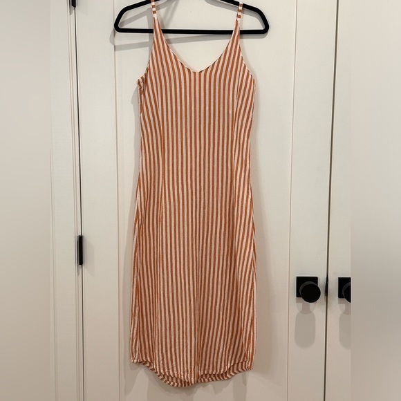 Zulu And Zephyr Revolve Rush Midi Dress Stripe Beachy Cotton Orange White Medium - Picture 5 of 13